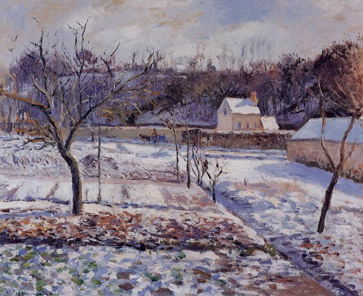 l hermitage pontoise snow effect 1874 Camille Pissarro Oil Paintings